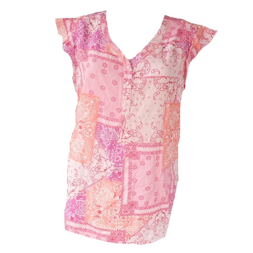 NWT Hester & Orchard Pink Bandana Print Linen Top